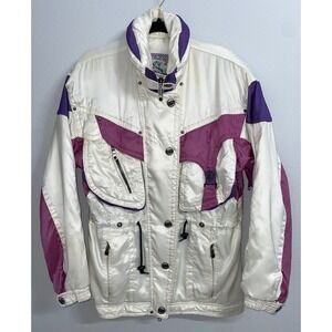 Spyder Vintage 90s Ski Jacket Full Zip Pink Purple Insulated Parka Women's Sz 10
